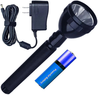 SDMS 2 in 1 Waterproof 700 Meter Range LED 2W Torch Rechargeable 2 Mode 2200 mAh Torch(Black, 24.5 cm, Rechargeable)