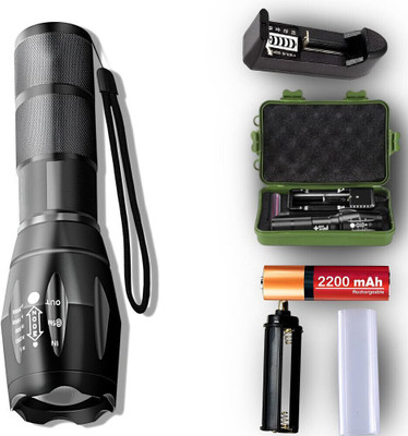 ApexBeam Compact Rechargeable Flashlight with 5 Modes for Outdoor Trips Torch(Black, 11.5 cm, Rechargeable)