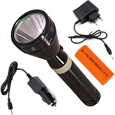 Small Sun Rechargeable 3 Mode High power LED Waterproof Metal Body Torch 13W 5 hrs Torch Emergency Light(Black)