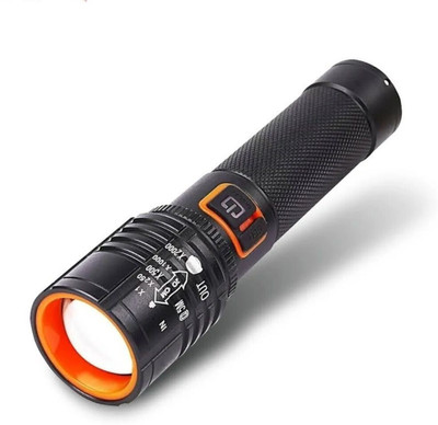 Dazzel Flex Metal Led Light Long Range 1000 Meter|1 Km High Power Zoomable & Type-C- Torch(Black, 13.5 cm, Rechargeable)