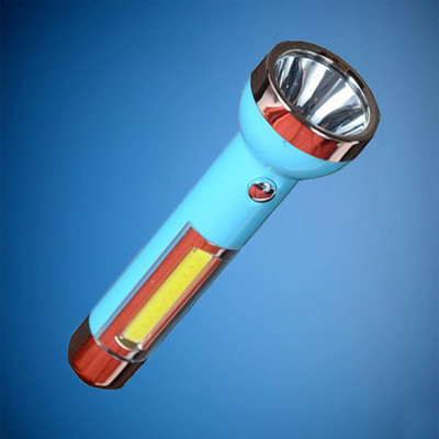 JVA B 2 in 1 Small Hand Torch Rechargeable Flashlight/Emergency Light Torch(Blue, 9 cm, Rechargeable)