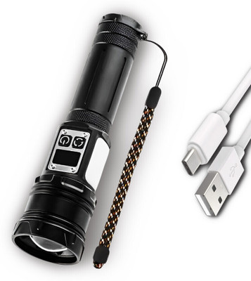 ApexBeam Torch with Extra Brightness and Long Beam Torch(Black, 17.5 cm, Rechargeable)