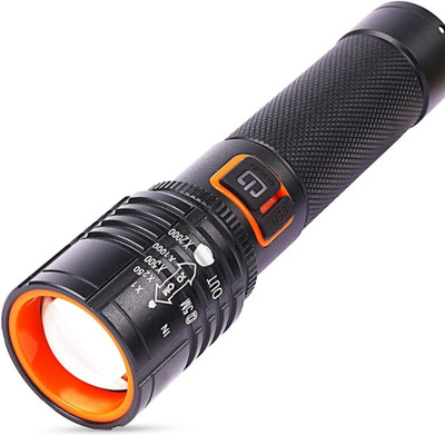 dhriyag Flashlight | Desk Lamp Light with Gift Box Focus Zoom Torch Light with 3 Modes Torch(Black, 6 cm, Rechargeable)