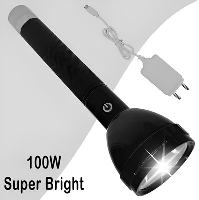 Zimork Long Range Led 2 in 1 Long Distance Torch Up to 1 Km high power & Back Light Torch(Black, 22 cm, Rechargeable)