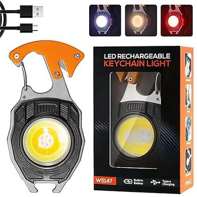 HumBiG Socket ™4 in 1 Keychain LED Rechargeable Flashlights Lighter,6 Lighting Torch Emergency Car Cigarette Lighter(1)