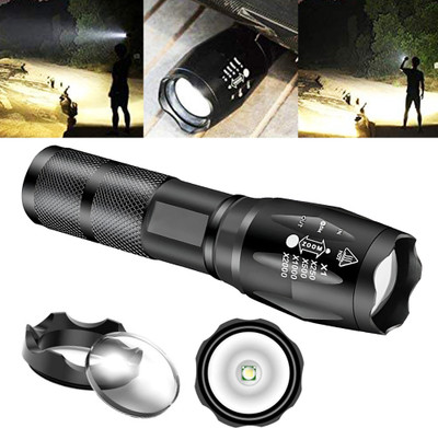 Regals Choice Portable Tactical Flashlight Zoomable LED Torch for Security Guards Torch(Black, 13 cm, Rechargeable)