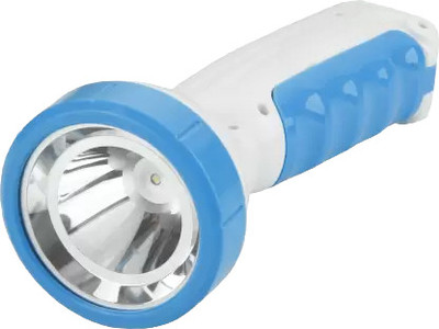GLOWISH RECHARGEABLE LED LONG RANGE FLASHLIGHT TORCH WITH TAIL LED SUPPORT Torch(White, Blue, 6 cm, Rechargeable)