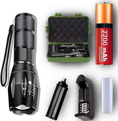 ApexBeam Shockproof 5-Mode Torch with High-Intensity Beam Torch(Black, 12.15 cm, Rechargeable)