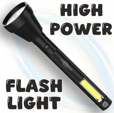 Pick Ur Needs Zoomable Emergency Long Range Torch With Brightness 3 Mode Light + Side COB Torch(Black, 31 cm, Rechargeable)