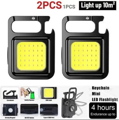 MHAX 500 lumens Rechargeable Multifunctional Keychain 2 hrs Lantern Emergency Light 1 hrs Torch Emergency Light(Black)