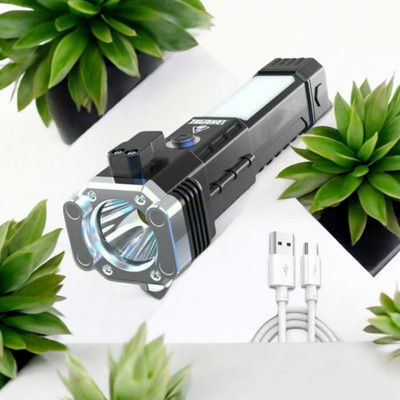 MOMENTIME 11W LED Torch Flashlight-25 Torch(Black, 15 cm, Rechargeable)