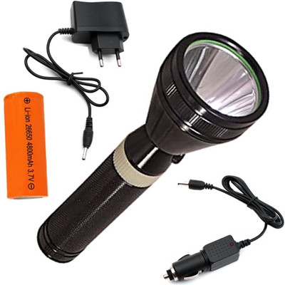 Small Sun Rechargeable Powerfull Led Small Sun Ultra Bright LED Flashlight 5 hrs Torch Emergency Light(Black)