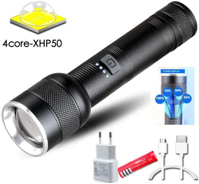 ECOSKY USB Rechargeable Metal Emergency Torch Light with Multiple Modes Torch(Black, 12 cm, Rechargeable)