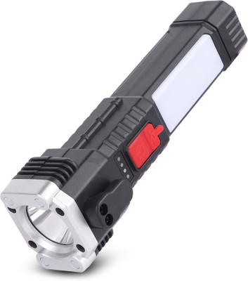 Care 4 USB Rechargeable Long Range LED Torch For Emergency Torch(Black, 6 cm, Rechargeable)