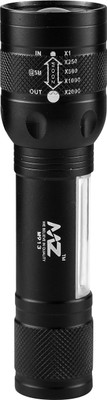 MZ 913 ( METAL ZOOMABLE TORCH) Super Bright 50W Laser LED Light Torch(Black, 13 cm, Rechargeable)