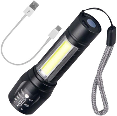 LED FLASHLIGHT Mini Rechargeable LED Torch Light Heavy Duty Emegency Light Torch(Black, 12 cm, Rechargeable)
