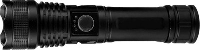 GLOWISH MINI POWERFUL STRONG ALUMINIUM BODY 200 METER LONG RANGE CLEAR FOCUS FLASHLIGHT Torch(Black, Silver, 16 cm, Rechargeable)