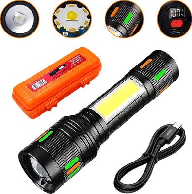 Regals Choice COB LED Work Light Torch with USB Charging Torch(Black, 15 cm, Rechargeable)