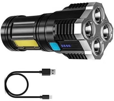 NKPR High quality Super Bright LED Flashlight 4 Lighting Torch High Lumens 137 6 hrs Torch Emergency Light(Black)
