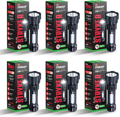 EVEREADY DL 222 STRYKE R PACK OF 6 Torch(Multicolor, 14 cm, Rechargeable)