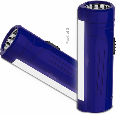 Daily Needs Shop Rechargeable Flashlight Mini Home Emergency Torch Light 25W Pack of 2 Torch(Blue, 10 cm, Rechargeable)