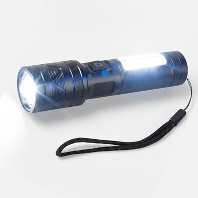 ApexBeam Durable Metal Torch with Bright LED and Long Battery Backup Torch(Black, 13.5 cm, Rechargeable)