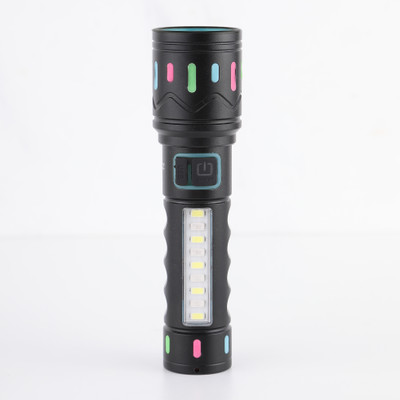 MZ M036-C (ZOOMABLE METAL LED TORCH)5 Modes Flashlight, Super Bright 80W LED Light Torch(Black, 14 cm, Rechargeable)