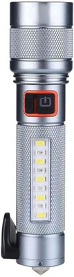 ECOSKY Portable Car Emergency Light – USB Rechargeable, Zoomable Torch with Hammer Torch(Silver, 16 cm, Rechargeable)