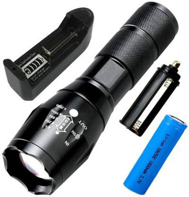QTX Small Sun 500 Meter Zoomable Waterproof Chargeable LED 5 Mode Full Metal Body 20W Flashlight Torch Home/Outdoor Lamp Torch Torch(Black, 13 cm, Rechargeable)
