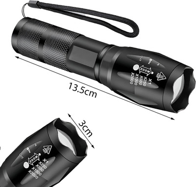 Regals Choice High Lumens LED Torch Waterproof Flashlight for Emergency Torch(Black, 13 cm, Rechargeable)
