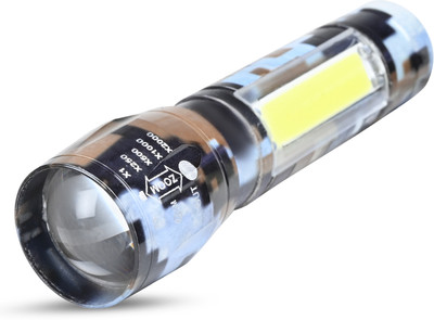 ECOSKY ZOOM COB LIGHT TORCH PORTABLE USB RECHARGEABLE FLASHLIGHT 911(3 MODES) Torch(Silver, 11 cm, Rechargeable)
