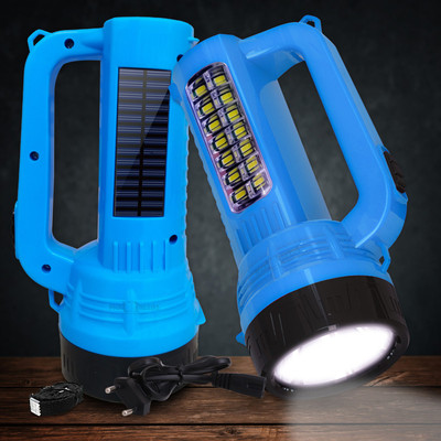 Daily Needs Shop Rechargeable Long Range Torch 50w Laser+14SMD Side With solar 6 hrs Torch Emergency Light(Blue)