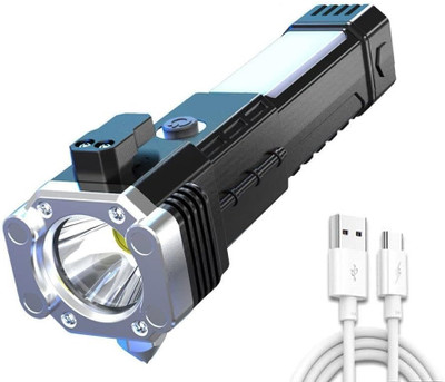 RECTITUDE Hummer Torch (LIFE SAVING LED TORCH) Glass Breaker Seal Belt Cutter 3 modes Torch(Black, 10 cm, Rechargeable)
