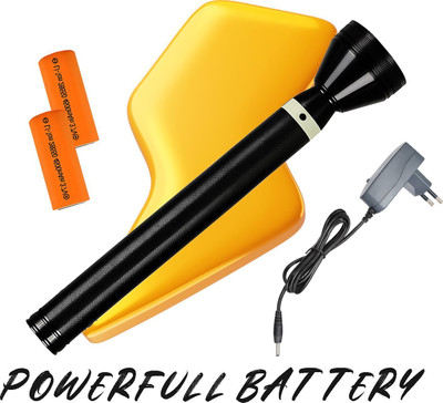 CICASTO Bright Light Flashlight for Night Walking Torch(Black, 27 cm, Rechargeable)