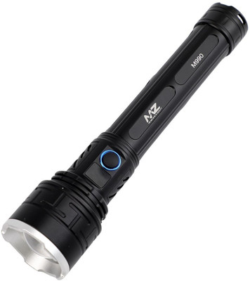 MZ M990 (RECHARGEABLE LED METAL TORCH) Zoomable 300W with 5200mAh Battery Torch(Black, 25 cm, Rechargeable)