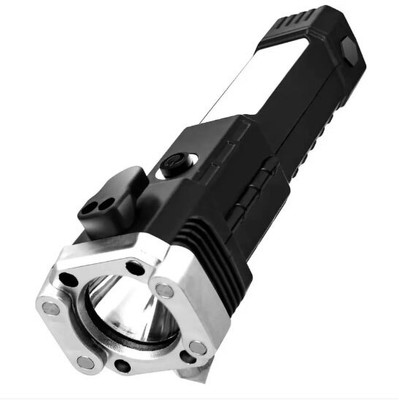 RECTITUDE Multi Function LED Flashlight with USB CABLE 4 hrs Torch Emergency Light Torch(Black, 10 cm, Rechargeable)