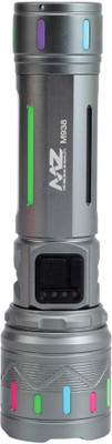 MZ M938 (RECHARGEABLE LED METAL TORCH) 150W Zoomable, 5 Modes Flashlight, 3000mAh Torch(Silver, 17.5 cm, Rechargeable)