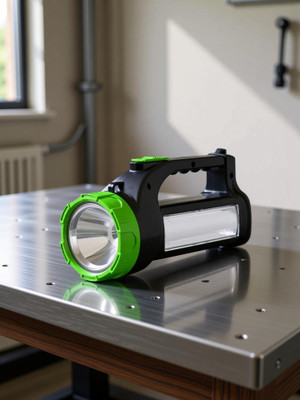 24 ENERGY Long Range Laser Torch with Side SMD Light | Yellow Torch(Green : Rechargeable)