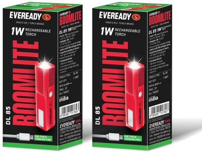 EVEREADY Boomlite DL 85 Torch with Side Light Torch(Red, 5 cm, Rechargeable)