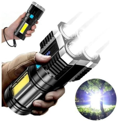Dyzo 4in1 OSL+COB LED Torch Rechargeable Flashlight 4 Modes Torch(Black, 14 cm, Rechargeable)