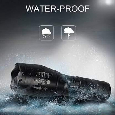 CH3KM8 Rechargeable 5 Mode 500 Meter Zoomable Metal Body Waterproof LED Light 18W Torch(Black, 12 cm, Rechargeable)