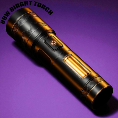 Sagaft A66 USB Rechargeable Torch Light – Ultra Bright Zoomable LED Flashlight Torch(Multicolor, 11 cm, Rechargeable)