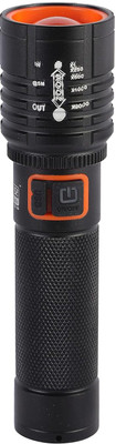 iDOLESHOP 035 (ZOOMABLE METAL TORCH)5 Modes Flashlight, Super Bright Cree T6 LED Light Torch(Black, 13 cm, Rechargeable)