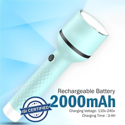 CRENTILA Rechargeable 2 in 1 Long Range Search Light With 4 Mode Light Long Backup LED Torch(Blue, 18 cm, Rechargeable)