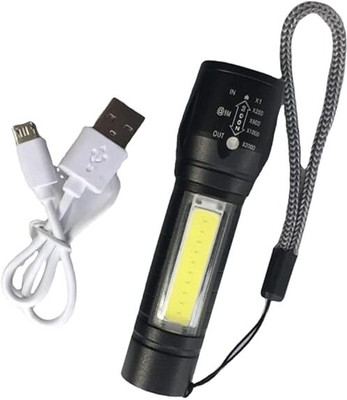 Saviraj Flashlight with COB Light Mini Waterproof Portable LED XPE COB Flashlight Torch(Black, 5 cm, Rechargeable)
