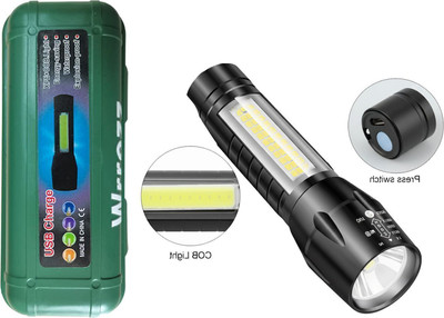 CICASTO Compact USB Flashlight with Long-Lasting LED Bulb Torch(Black, 10 cm, Rechargeable)