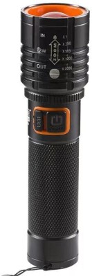 MZ 035 -ZOOMABLE LED METAL 5 MODE Flashlight, Super Bright Torch(Black, 13.5 cm, Rechargeable)