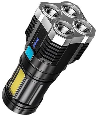 PICSTAR High Power 4 Mode Portable Rechargeable Long Distance Waterproof LED Torch Torch(Black, 5.5 cm, Rechargeable)