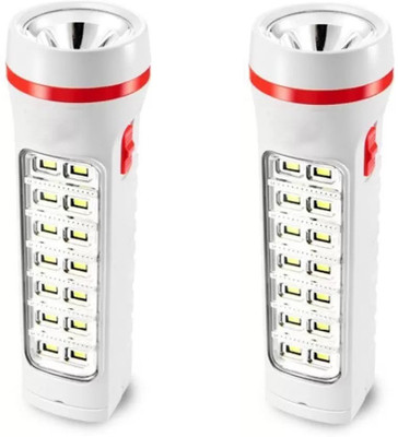 Care 4 LED Flashlight Long range with 1 led emergency light (PCK 2) Torch(White, 17 cm, Rechargeable)