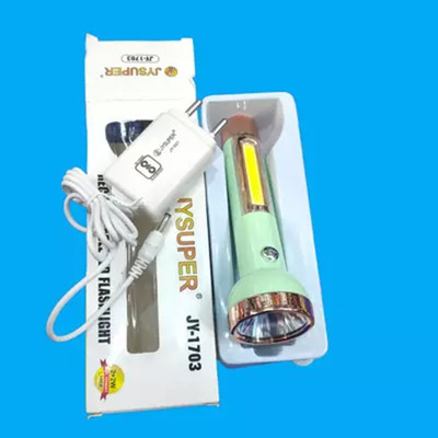 JY-SUPER Small solid coloured 2 mode lightweight torch Torch(Green, 16 cm, Rechargeable)